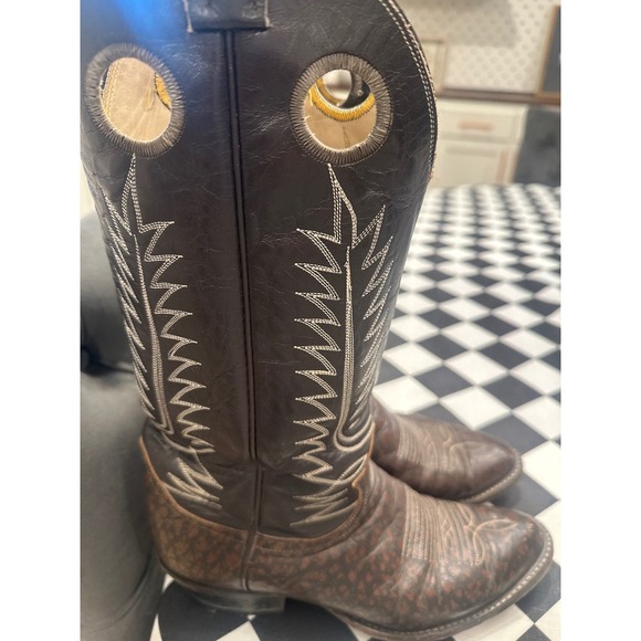 Tony Lama El Paso Men's Brown Snake Print Western Cowboy Boots Sz 7.5 D - Picture 2 of 9